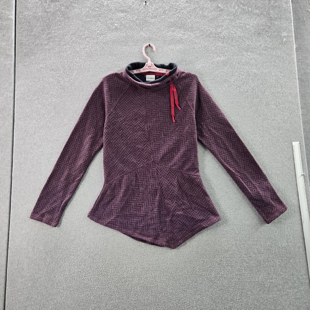 Prana Women‎ Sweater L Purple Cotton Wool Geometric Mattea Long Raglan Sleeve